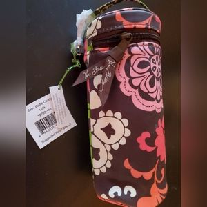 Vera Bradley Lola Brown Baby Bottle Caddy Insulated Drink Holder Wristlet